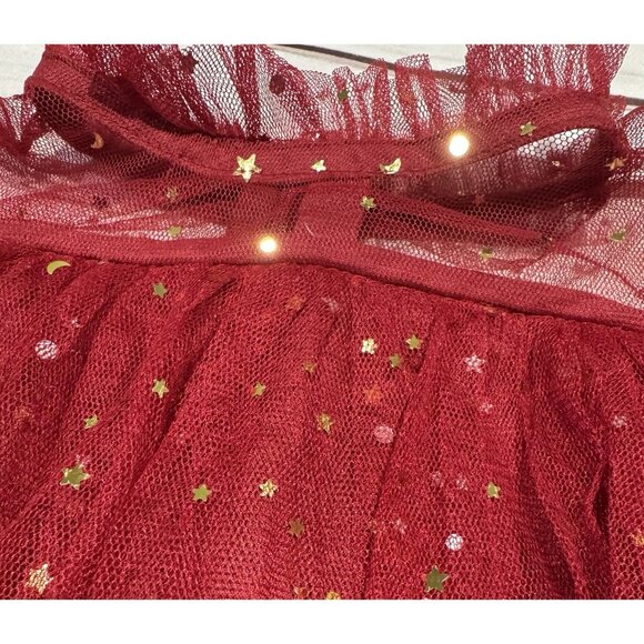 Red Tulle Star Sequin Ruffle Dress Girl Holiday Christmas Party Photo 4T-5T EUC - Picture 11 of 11